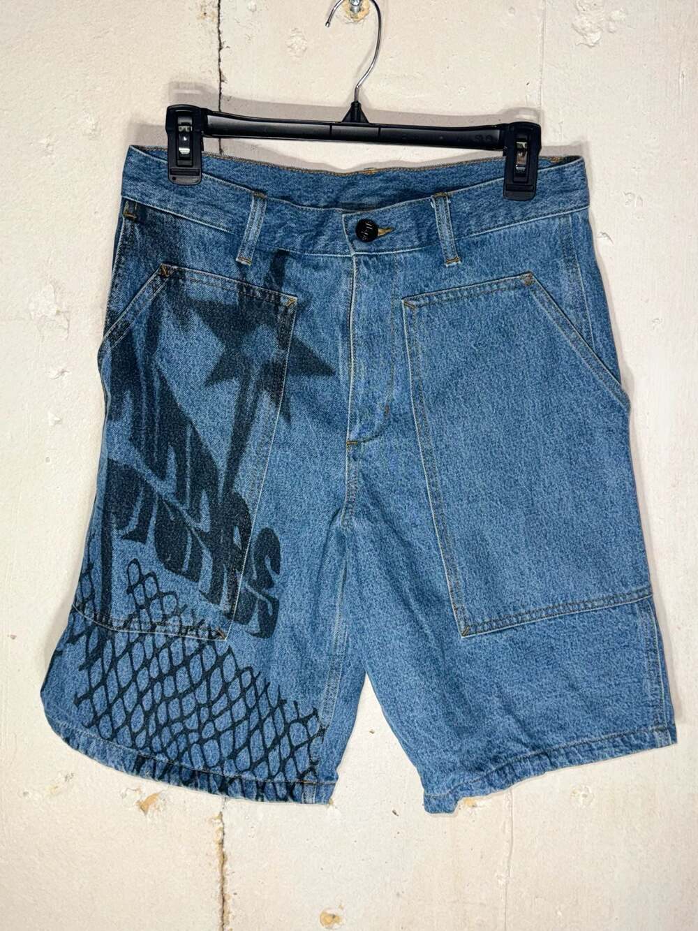 Paper Planes Indigo Wash Graphic Denim Jorts Shorts